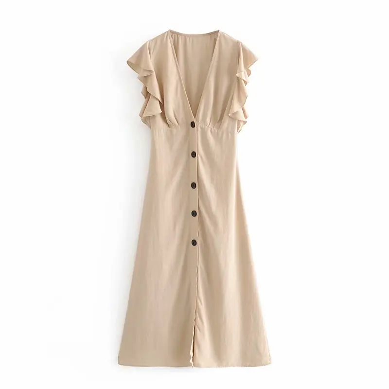 stylish chic button ruffled sleeve long dress 2019 fashion cute women v-neck outfit vestidos for girls za new arrival
stylish chic button ruffled sleeve long dress 2019 fashion cute women v-neck outfit vestidos for girls za new arrival