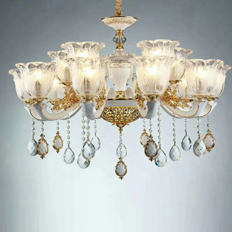 Zinc alloy luxury living room chandelier villa Golden Rose Restaurant bedroom lamp Hotel shopping malls crystal chandelier lamp
Zinc alloy luxury living room chandelier villa Golden Rose Restaurant bedroom lamp Hotel shopping malls crystal chandelier lamp