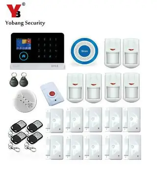

Yobang Security GPRS SMS Wireless Wired House Home Wifi 3G Alarm Kits RFID Android IOS APP Control WCDMA/CDMA Alarma Panic Alarm