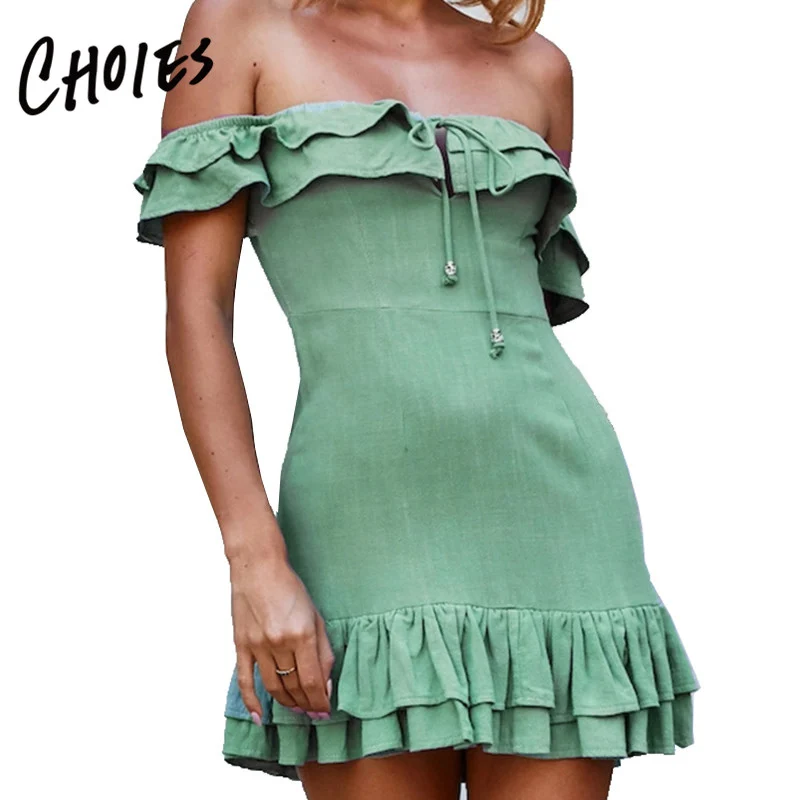 Green Off Shoulder Drawstring Front Ruffle Trim Mini Dress Women Sexy Slash Neck Elegant Short Sleeve Party Dresses Vestidos
Green Off Shoulder Drawstring Front Ruffle Trim Mini Dress Women Sexy Slash Neck Elegant Short Sleeve Party Dresses Vestidos
