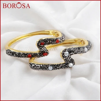 BOROSA 5pcs Handcrafted Druzy Bangles,Rhinestone Pave Natural Pearl Gold Bangle High Quality Drusy Jewelry JAB665
BOROSA 5pcs Handcrafted Druzy Bangles,Rhinestone Pave Natural Pearl Gold Bangle High Quality Drusy Jewelry JAB665