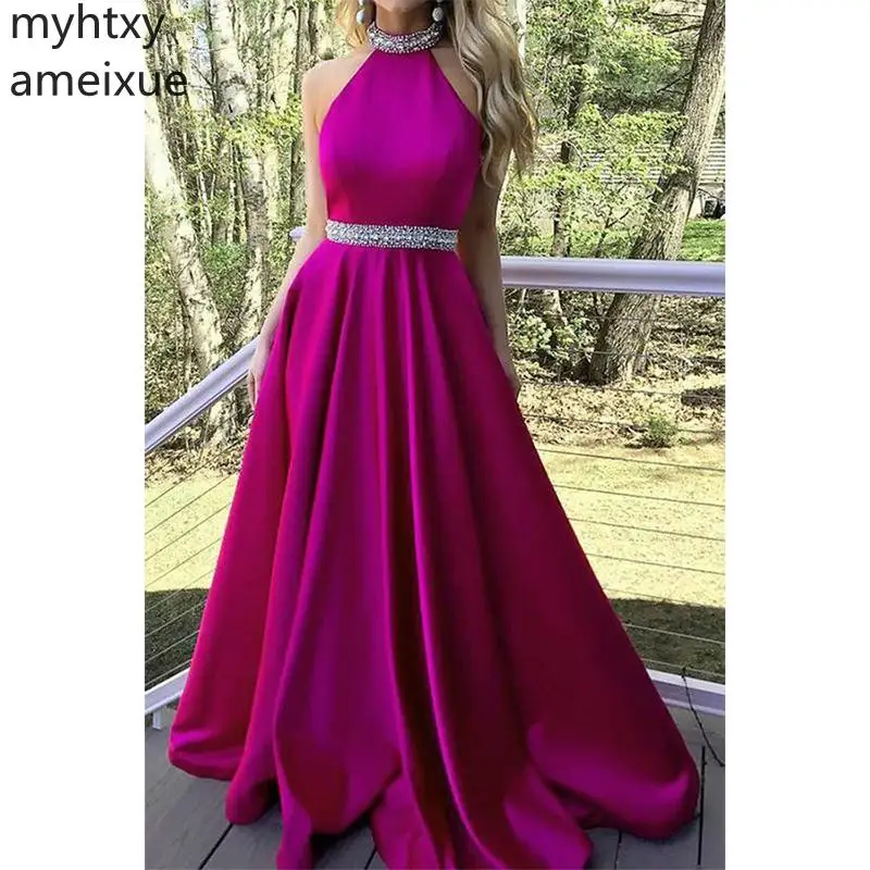 2019 New Pink Sexy Cheap Plus Size Evening Dress Fashion Halter Beadings Satin Long Prom Dress Gowns Custom Made Robe De Soiree
2019 New Pink Sexy Cheap Plus Size Evening Dress Fashion Halter Beadings Satin Long Prom Dress Gowns Custom Made Robe De Soiree