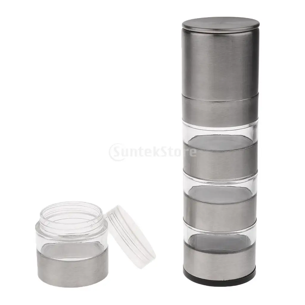 Magnetic Spice Tin Stainless Steel Storage Container Jar Clear Lid D6.5cm L1
