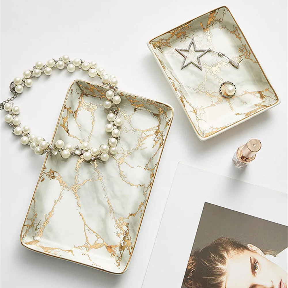 1 Piece Marble Storage Trays Nordic Rectangle Golden Line Ceramics Plate Elegant Dessert Jewelry Display Organizer Tray
1 Piece Marble Storage Trays Nordic Rectangle Golden Line Ceramics Plate Elegant Dessert Jewelry Display Organizer Tray
