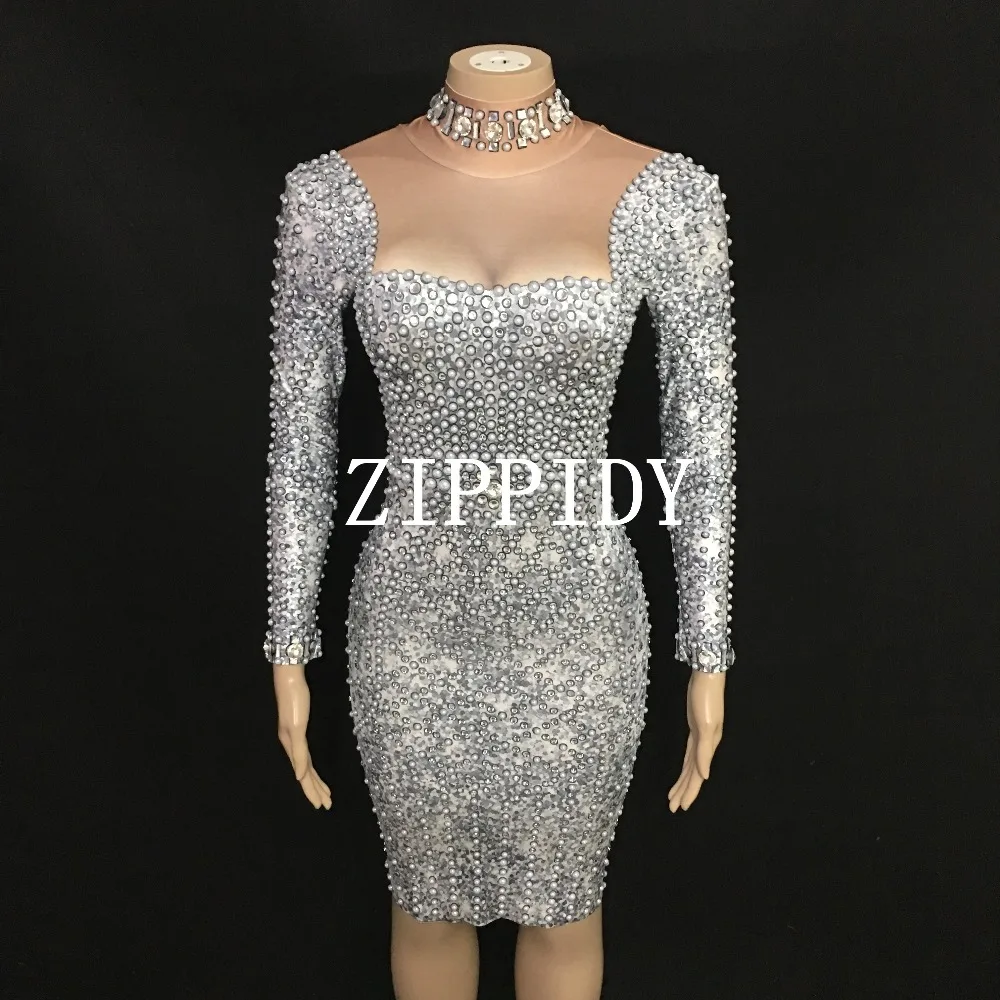 Full Pearls Rhinestones spandex Dress Evening Singer Prom Party Wear Long Sleeves Nude Gray Dress Birthday Celebrate Dress
Full Pearls Rhinestones spandex Dress Evening Singer Prom Party Wear Long Sleeves Nude Gray Dress Birthday Celebrate Dress