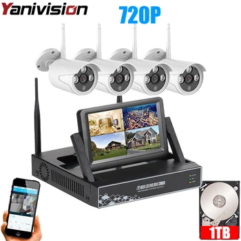 

7 Inch Displayer 4CH 720P Wireless CCTV System Wireless NVR IP Camera IR-CUT Bullet Home Security System CCTV Kit Yanivision