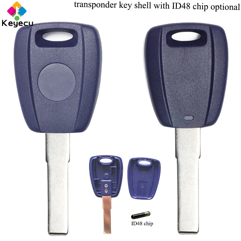 KEYECU Replacement Uncut Transponder Key With SIP22 Blade & ID48 Chip - FOB for Fiat Bravo Punto Ducato Daily Stilo 1998-2005