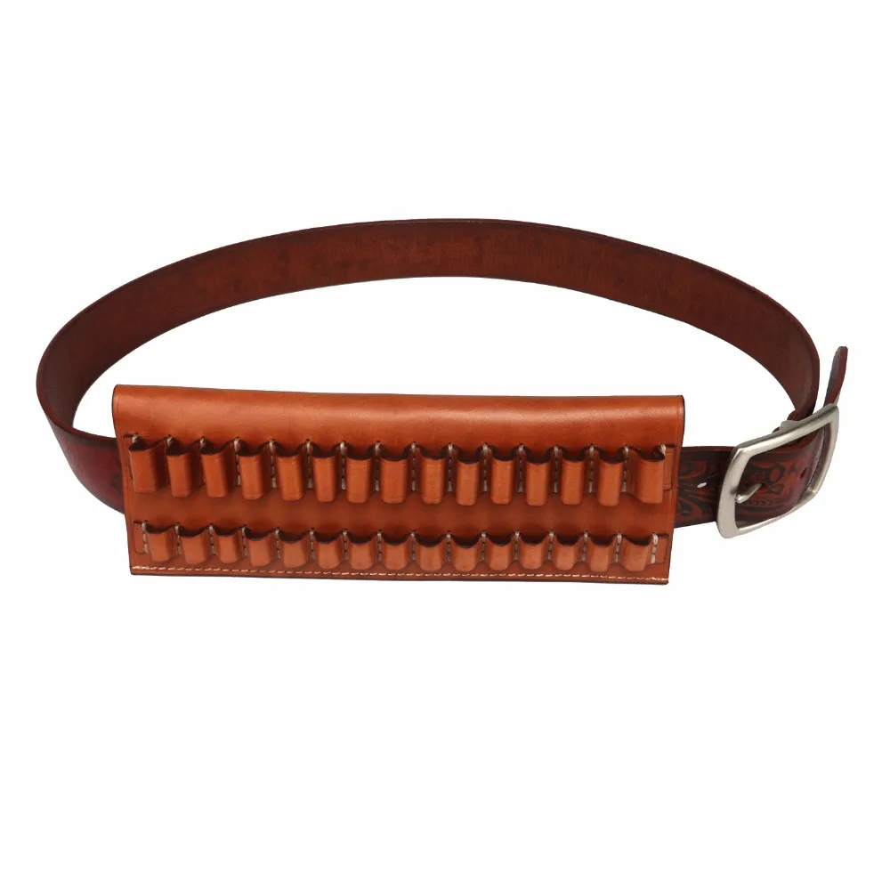 TOURBON Leather Cartridge Holder Belt Shell Slide Rifle Ammo Carrier