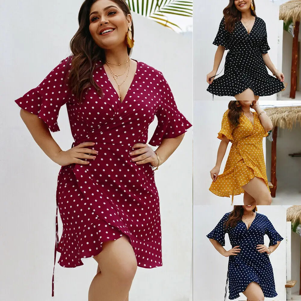 2019 Ladies Women Summer Plus Size Dress Butterfly Short Sleeve Loose Ruffles Slim V-neck Dot Dress Holiday Beach Casual Sexy
2019 Ladies Women Summer Plus Size Dress Butterfly Short Sleeve Loose Ruffles Slim V-neck Dot Dress Holiday Beach Casual Sexy