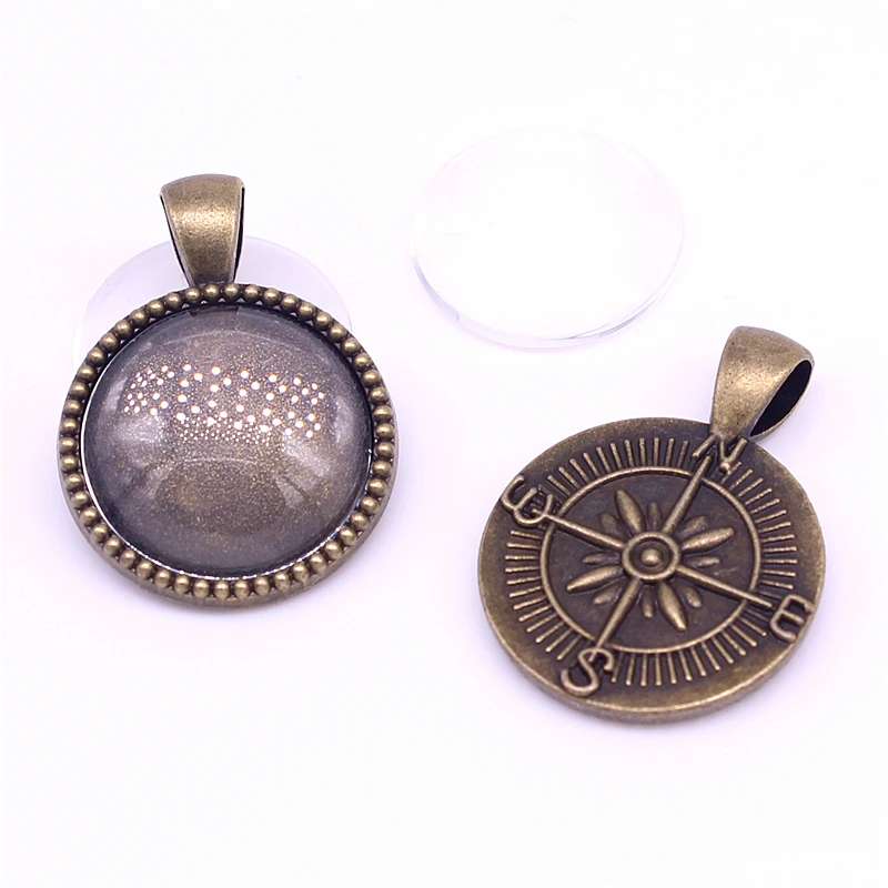 Фото Сладкий колокольчик 10 комплектов 24*32 мм (диаметр 20 мм) античный бронзовый компас