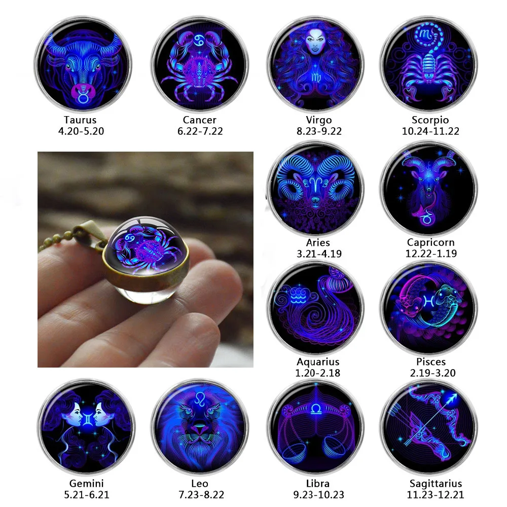 12 Constellations Double Sided Astrology Chart Glass Ball Necklace Pendant Necklaces For Women Men Fashion Jewelry Couple Gift
12 Constellations Double Sided Astrology Chart Glass Ball Necklace Pendant Necklaces For Women Men Fashion Jewelry Couple Gift