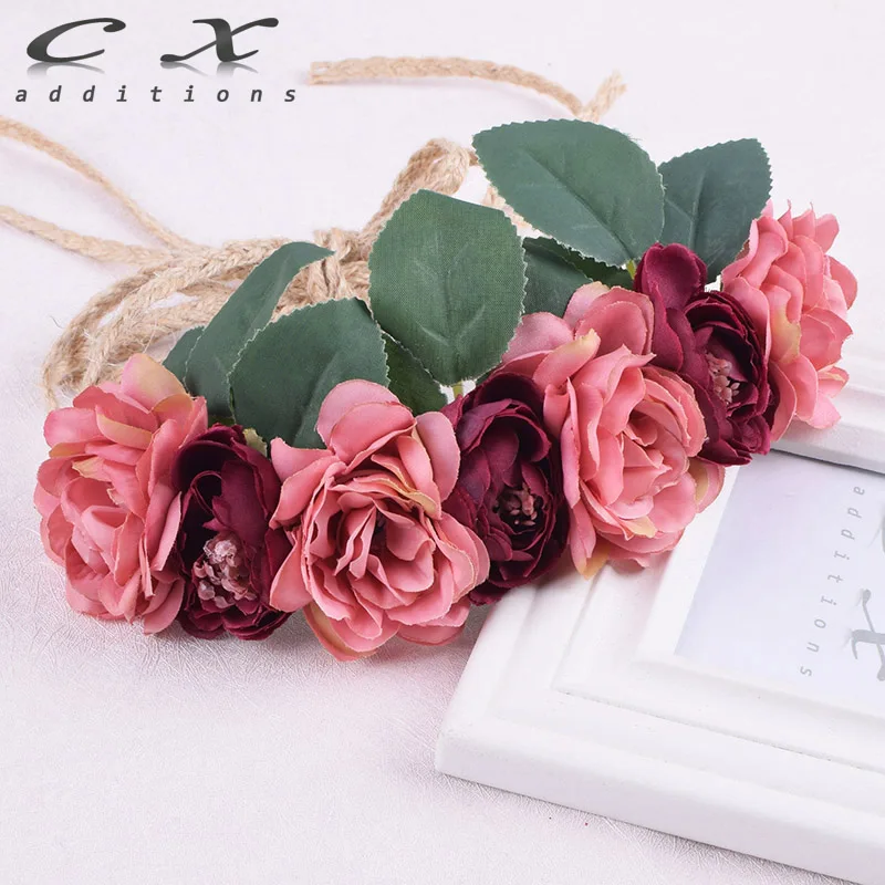CXADDITIONS Rose Daisy Peony Flower Crown Hemp Rope Bridal Band Floral Headband Wreath Wedding HairBands Hair Accessories Women
CXADDITIONS Rose Daisy Peony Flower Crown Hemp Rope Bridal Band Floral Headband Wreath Wedding HairBands Hair Accessories Women