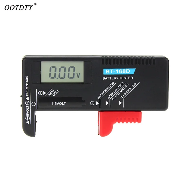 OOTDTY High Quality Universal Digital LCD AA/AAA/C/D/9V/1.5V Button Cell Battery Volt Tester BT-168D
OOTDTY High Quality Universal Digital LCD AA/AAA/C/D/9V/1.5V Button Cell Battery Volt Tester BT-168D