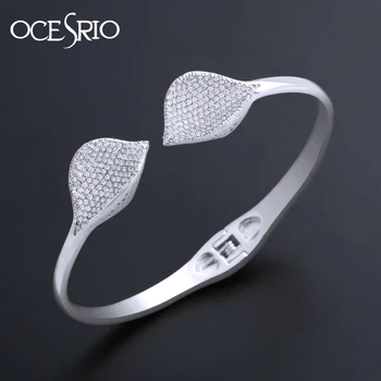OCESRIO Silver Color Leaf Cuff Bracelets for Women Brand Luxury Crystal Cubic Zirconia Bracelets Bangles Wedding brt-b25
OCESRIO Silver Color Leaf Cuff Bracelets for Women Brand Luxury Crystal Cubic Zirconia Bracelets Bangles Wedding brt-b25