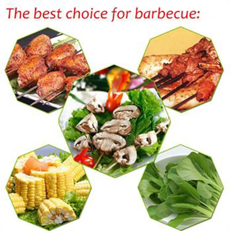 JX-LCLYL 50pcs Stainless Steel Barbecue Sticks Skewer BBQ Meat Kebab Kabob Needle 35cm