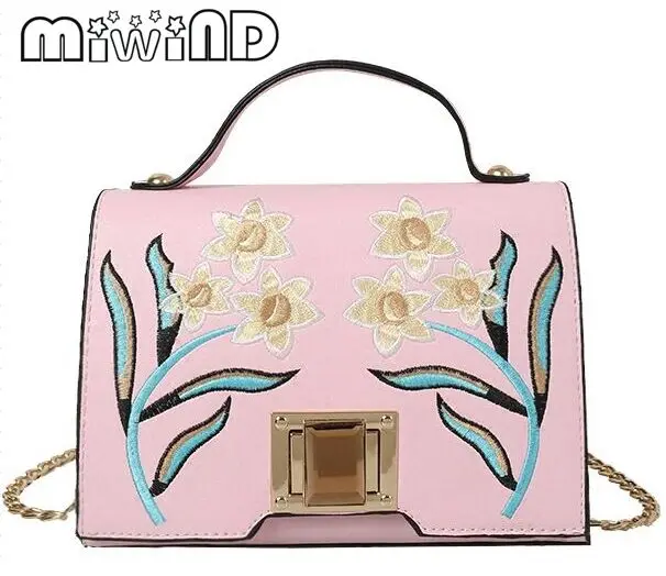 Miwind-F Flower embroidery buckle chain handbag,multi-color optional women's quality cute fashion new crossb shoulder bag totes 
Miwind-F Flower embroidery buckle chain handbag,multi-color optional women's quality cute fashion new crossb shoulder bag totes