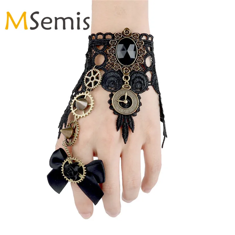 Women Bracelet Wristband for Girls Gothic Lolita Retro Bracelet Steampunk Gear Lace Slave Bracelet Wristband with Circle Costume
Women Bracelet Wristband for Girls Gothic Lolita Retro Bracelet Steampunk Gear Lace Slave Bracelet Wristband with Circle Costume