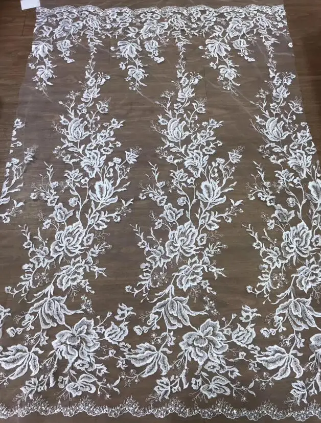

Nigerian french net Lace J-12258 Embroidered Cord Lace Fabric with for bridal dress