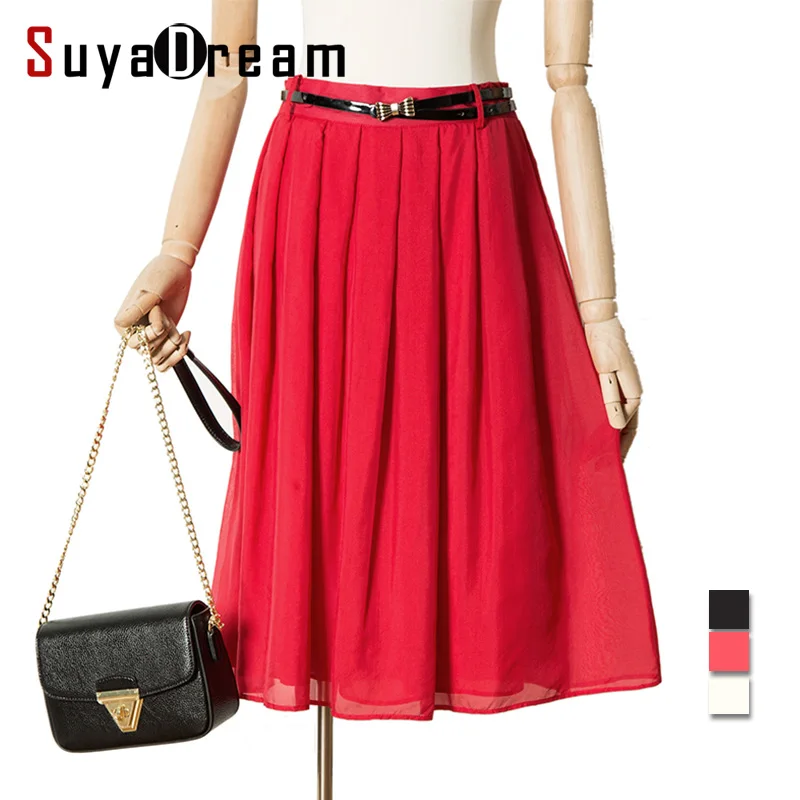 Women Silk Pleated skirt Knee length 100%Real Silk Solid Empire Skirts 2017 Spring Summer New RED BLACK WHITE
Women Silk Pleated skirt Knee length 100%Real Silk Solid Empire Skirts 2017 Spring Summer New RED BLACK WHITE