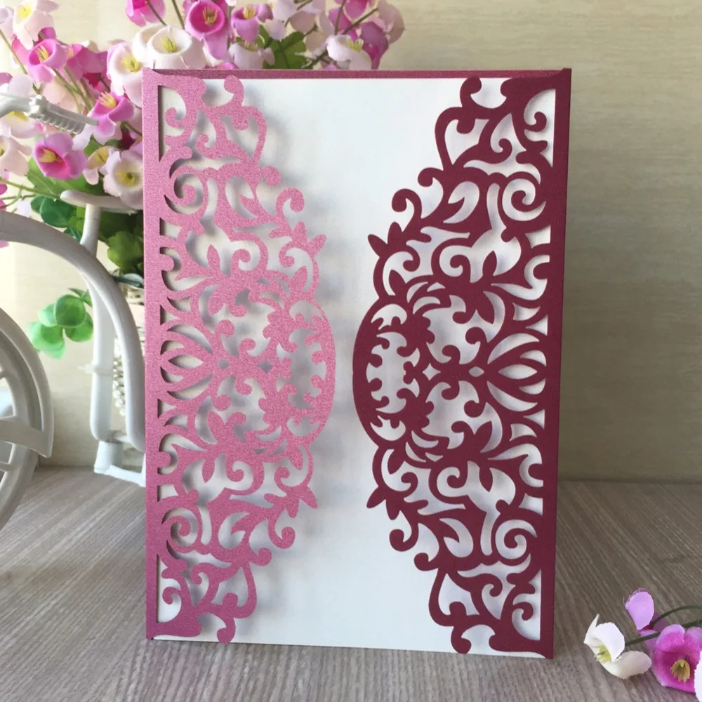 50Pcs New Arrived Laser Cut Pearl paper Wine red color card Wedding Invitation Card Birthday Party Invitation Card Suppliers
50Pcs New Arrived Laser Cut Pearl paper Wine red color card Wedding Invitation Card Birthday Party Invitation Card Suppliers