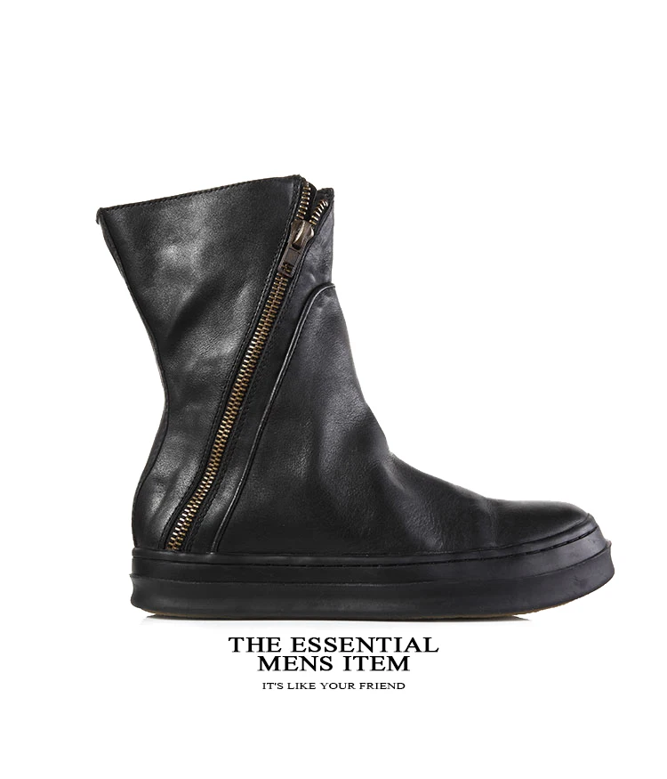 British Wind Restoring Ancient Crooked Zipper Men Boots Leisure Leather Boots High Breathable Cowboy Platform sexy Boots