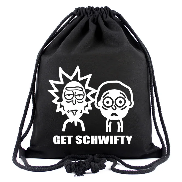 

Anime School Bags Bookbag Rick and Morty Cartoon Drawstring Bag Pickle Rick Unisex Canvas Shoulders Bag Backpack Travel Bags