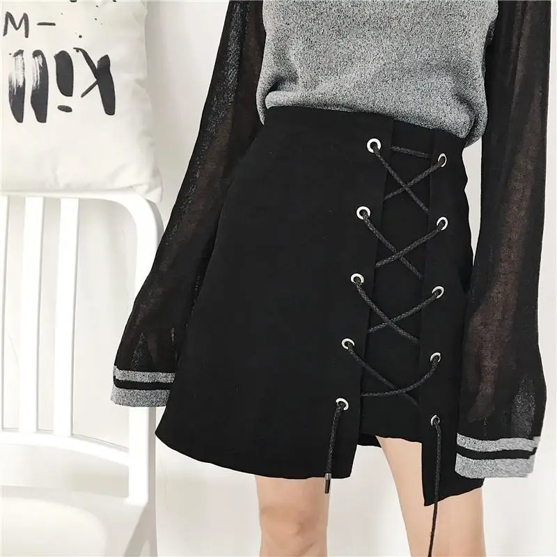 2019 Woman Summer High Waist A word Short Skirt Ring Stitching Lace-up Irregular Skirt Female E3231
2019 Woman Summer High Waist A word Short Skirt Ring Stitching Lace-up Irregular Skirt Female E3231