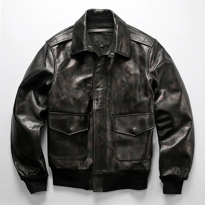 Men's A2 Pilot Jackets Genuine Leather Short Air Force Soft Cowhide Black Bomber Jacket for Male Vintage Classic Simple Coats
Men's A2 Pilot Jackets Genuine Leather Short Air Force Soft Cowhide Black Bomber Jacket for Male Vintage Classic Simple Coats