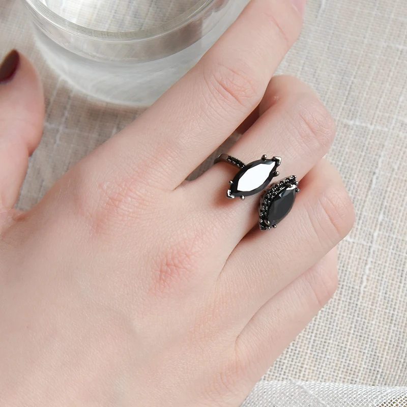 Wuli&baby Black Zircon Water Drop Ring Women's Quality Party Engagement Adjustable Opening Ring
Wuli&baby Black Zircon Water Drop Ring Women's Quality Party Engagement Adjustable Opening Ring