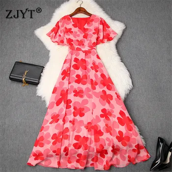 Summer Long Dress Women 2020 New Fashion Designer V Neck Empire Floral Print Chiffon Beach Dresses Holiday Vestidos
Summer Long Dress Women 2020 New Fashion Designer V Neck Empire Floral Print Chiffon Beach Dresses Holiday Vestidos