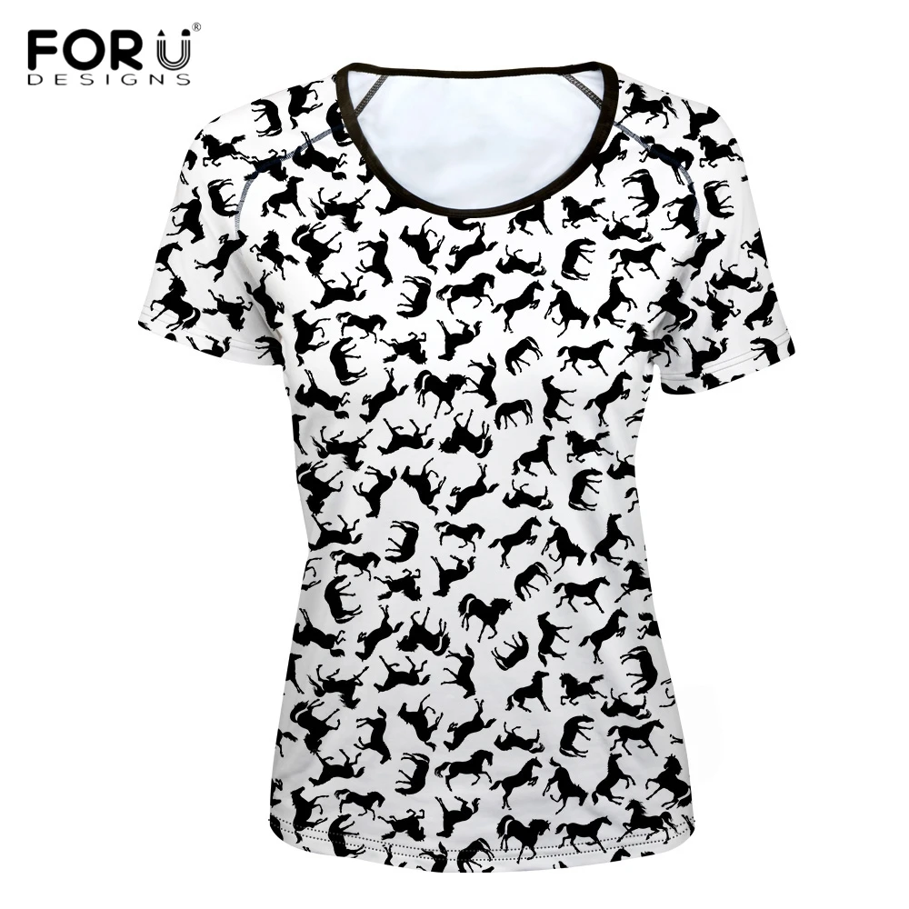 FORUDESIGNS Funny Black Horse Herd Print Women T Shirt White Fitness Short Sleeve Top Tee Fashion Breathable Girl O Neck T-shirt
FORUDESIGNS Funny Black Horse Herd Print Women T Shirt White Fitness Short Sleeve Top Tee Fashion Breathable Girl O Neck T-shirt