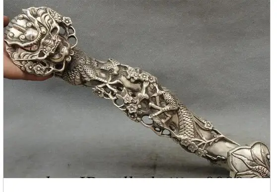 decoration copper silver factory outlets 18" Folk Chinese Silver Wealth Dragon Head Statue China Brass JiXiang RuYi
decoration copper silver factory outlets 18" Folk Chinese Silver Wealth Dragon Head Statue China Brass JiXiang RuYi