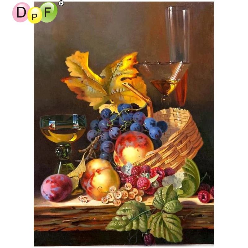 DPF DIY Фрукты и вино 5D полная квадратная Алмазная вышивка рукоделие алмазная