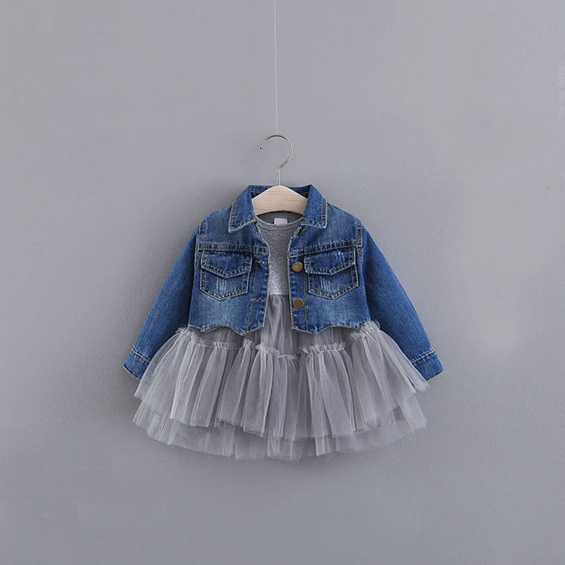 2019 Autumn Baby Girls Kids Clothes Set Long Sleeve Ball Gown Dress+Denim Jeans Coat Outwear 2pcs Infants Princess Outfits S9272
2019 Autumn Baby Girls Kids Clothes Set Long Sleeve Ball Gown Dress+Denim Jeans Coat Outwear 2pcs Infants Princess Outfits S9272