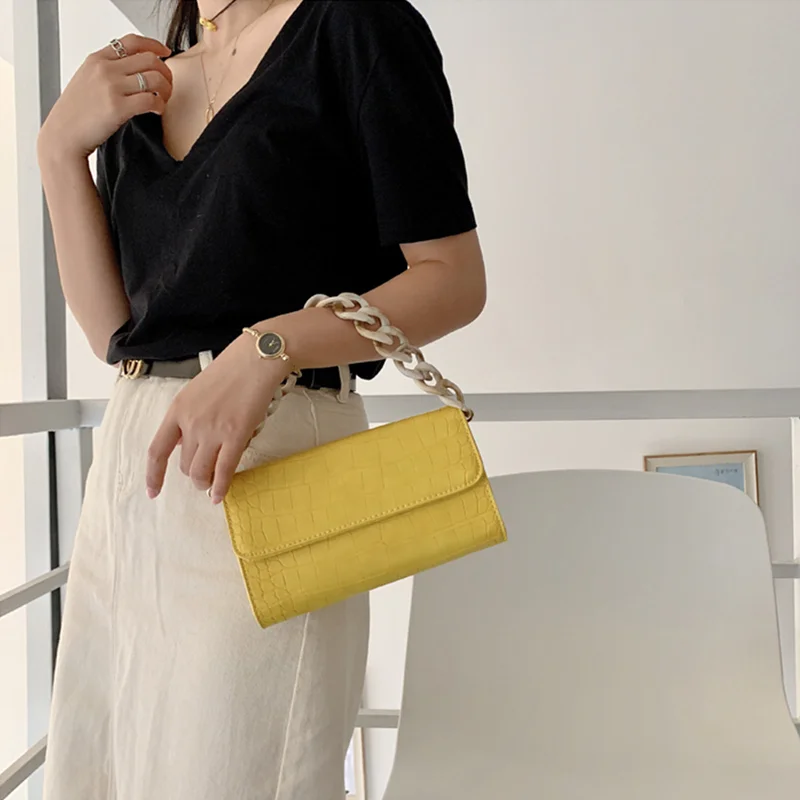 Fashion Acrylic Chain Women's Handbags Retro Crocodile Leather Shoulder Messenger Bag Brand Designer Alligator Ladies Bags Purse
Fashion Acrylic Chain Women's Handbags Retro Crocodile Leather Shoulder Messenger Bag Brand Designer Alligator Ladies Bags Purse