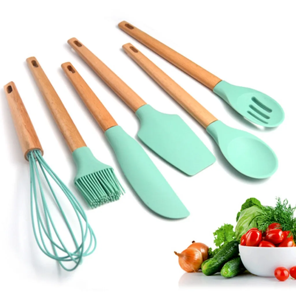Kitchen Silicone Wooden Non-stick Cooking Spoon Spatula Ladle Egg Beaters Utensils Set Cooking Tools Accessories Supplies
Kitchen Silicone Wooden Non-stick Cooking Spoon Spatula Ladle Egg Beaters Utensils Set Cooking Tools Accessories Supplies