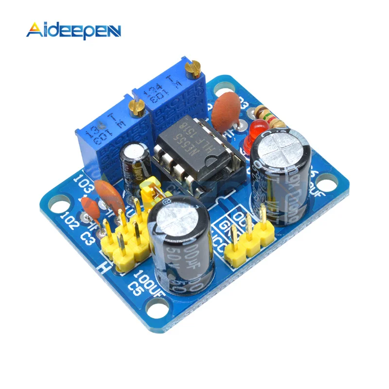 DC 5V-15V NE555 Pulse Generator Adjustable Resistance Frequency Duty Cycle Square Wave Rectangular Wave Signal Generator Module
DC 5V-15V NE555 Pulse Generator Adjustable Resistance Frequency Duty Cycle Square Wave Rectangular Wave Signal Generator Module