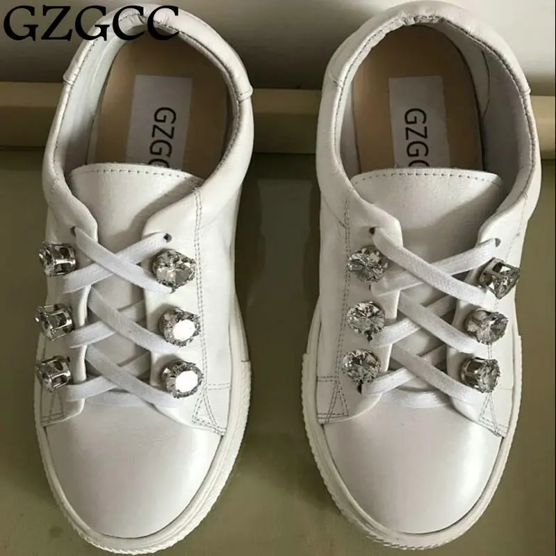 Gzgcc Новинка весны и лета с белые туфли Для женщин плоские кожаные женские доска