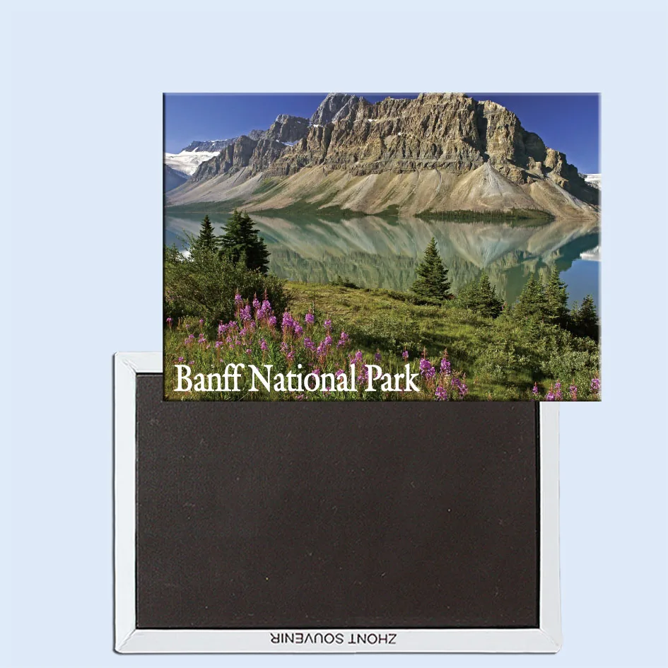 

Bow Lake and Flowers, Banff National Park, Alberta, Canada,Refrigerator magnet, Tourist souvenirs, Home creative ornaments 24627