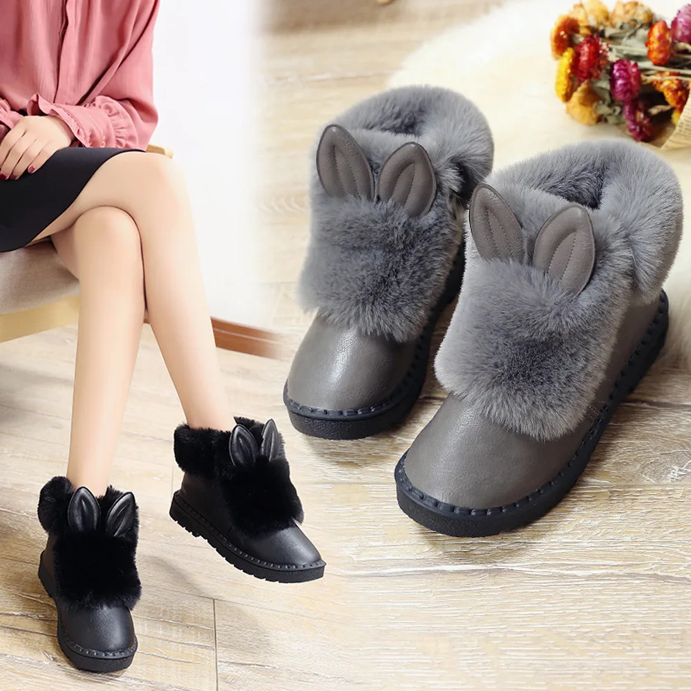 Cute Rabbit Ears Snow Boots Women 2019 Autumn Winter Warm Slip-On Plush Flat Boots Fashion Ankle Boots for Women botas mujer
Cute Rabbit Ears Snow Boots Women 2019 Autumn Winter Warm Slip-On Plush Flat Boots Fashion Ankle Boots for Women botas mujer