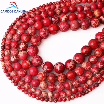 

CAMDOE DANLEN Natural Stones Red Sea Sediment Turquoises Imperial Jaspers Beads 4/6/8/10/12MM Fit Diy Beads For Jewelry Making