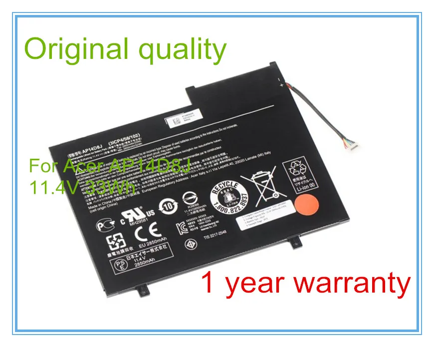 11.4V 2850mAh Original New AP14D8J Laptop Battery For 11 SW5-171 SW5-171P AP14D8J 3Cell
11.4V 2850mAh Original New AP14D8J Laptop Battery For 11 SW5-171 SW5-171P AP14D8J 3Cell
