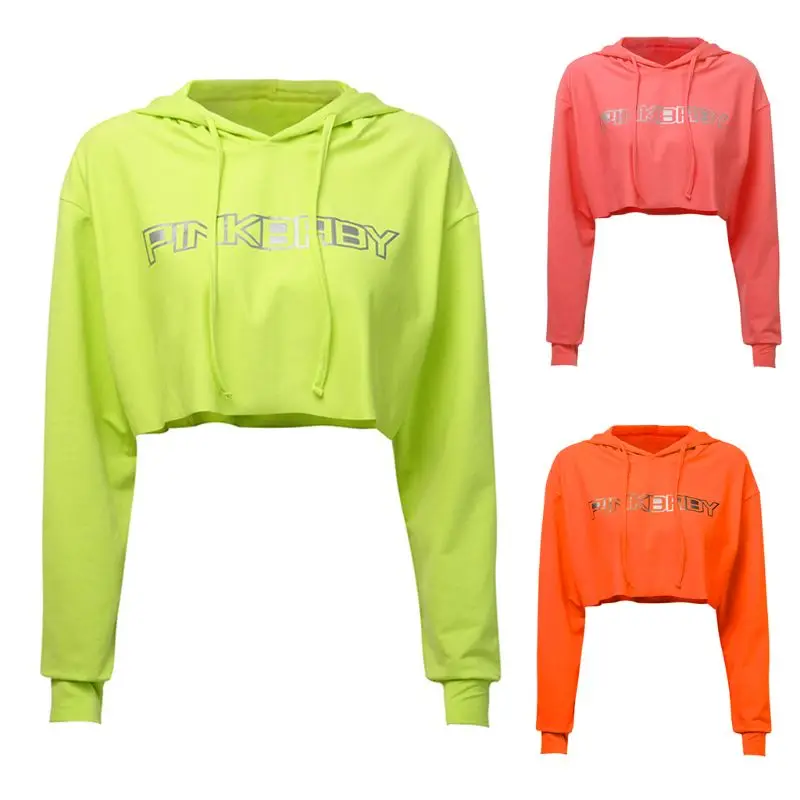 Women Long Sleeve Hoodies Hip Hop Reflective Letters Printed Drawstring Casual Crop Top Loose Sweatshirts Neon Color Streetwear
Women Long Sleeve Hoodies Hip Hop Reflective Letters Printed Drawstring Casual Crop Top Loose Sweatshirts Neon Color Streetwear