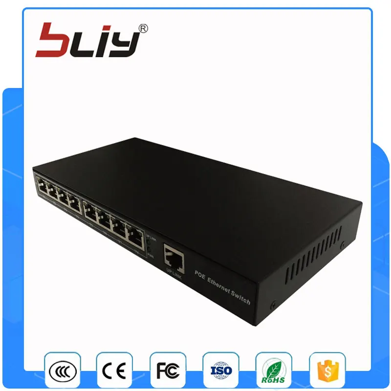 100M 8 poe port 1 uplink port poe network switch standard poe ethernet switch with 15.5/30W power supply