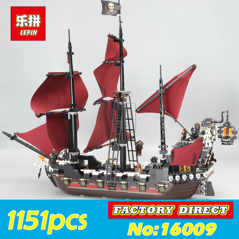 

New LEPIN 16009 1151pcs Queen Anne's Revenge Pirates of the Caribbean Building Blocks Set Bricks Compatible 4195 For Children