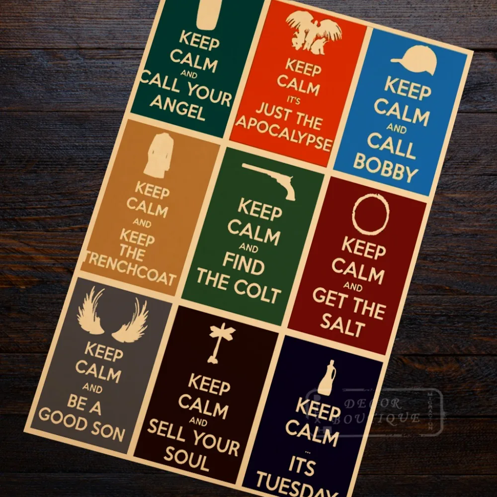 Supernatural Keep Calm Poster TV Vintage Retro Decorative DIY Wall Canvas Painting Stickers Art Home Bar Posters Decor Gift
Supernatural Keep Calm Poster TV Vintage Retro Decorative DIY Wall Canvas Painting Stickers Art Home Bar Posters Decor Gift