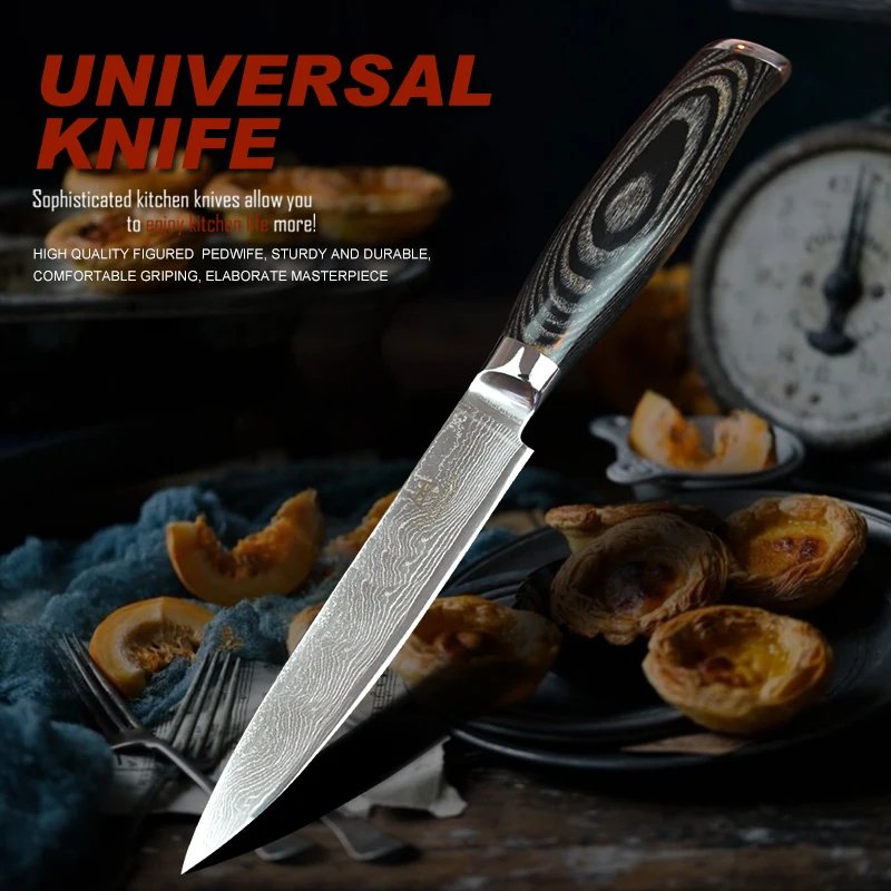 PEDWIFE 5" Damascus Steel Utility Knife Pakka Wood Handle Kitchen Knives High Quality Sharp Cooking Tools Handmade Paring Knives
PEDWIFE 5" Damascus Steel Utility Knife Pakka Wood Handle Kitchen Knives High Quality Sharp Cooking Tools Handmade Paring Knives