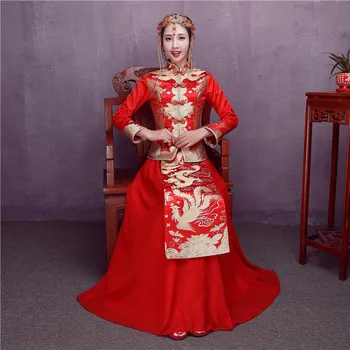 Chinese Vintage Women Dragon&phoenix Marriage Cheongsam Suit Traditional Wedding Evening Party Bride Toast Clothes Hanfu Custome
Chinese Vintage Women Dragon&phoenix Marriage Cheongsam Suit Traditional Wedding Evening Party Bride Toast Clothes Hanfu Custome