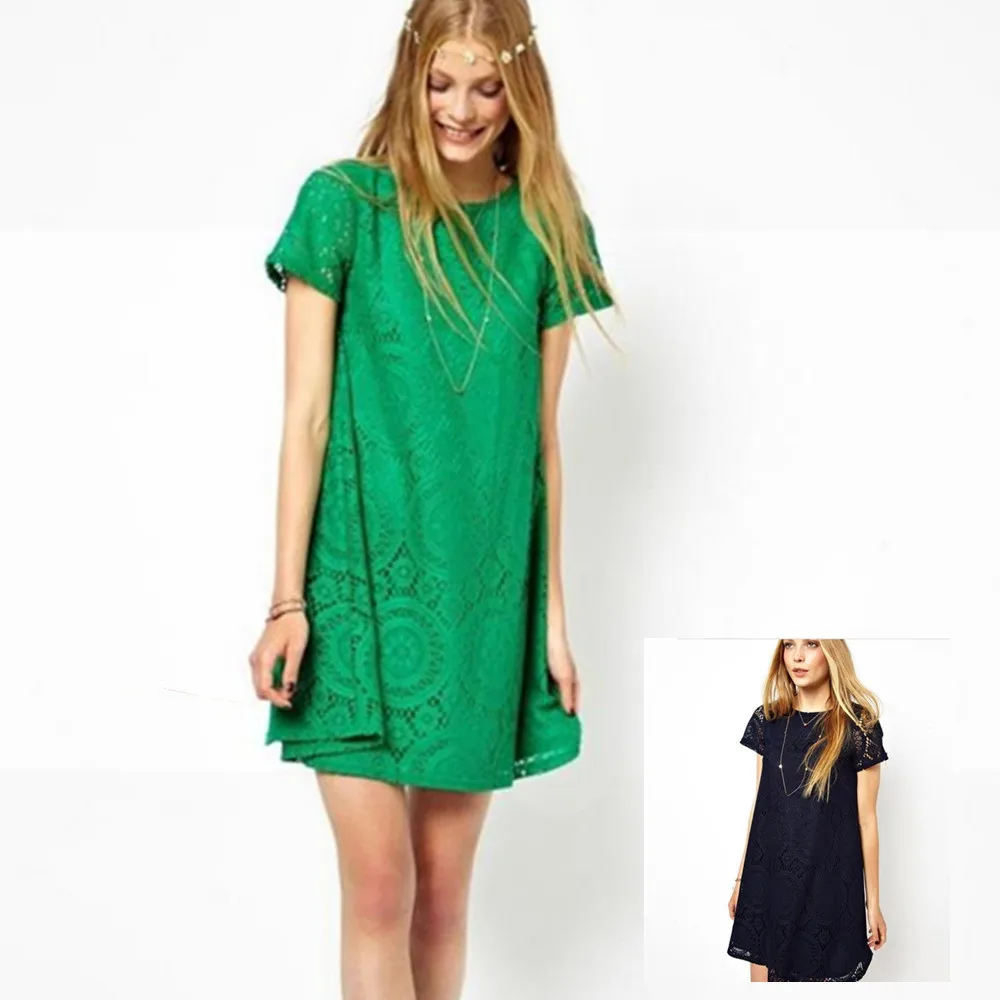 New Summer neck O-line Lace Hem short Sleeve Solid Causal Mini Dress Women Fashion Elegant Dress Party Vestidos
New Summer neck O-line Lace Hem short Sleeve Solid Causal Mini Dress Women Fashion Elegant Dress Party Vestidos