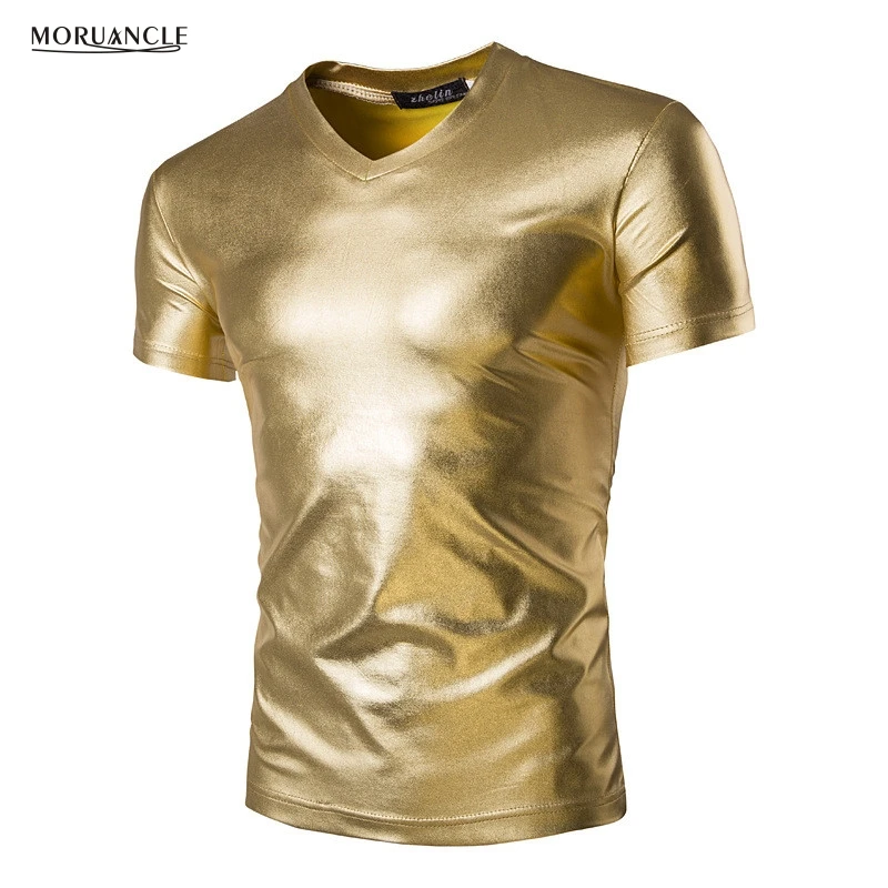 MORUANCLE Mens Trend Night Club Coated Metallic Gold Silver T-Shirts Stylish Shiny Short Sleeves V Neck Tshirts Tees For Male
MORUANCLE Mens Trend Night Club Coated Metallic Gold Silver T-Shirts Stylish Shiny Short Sleeves V Neck Tshirts Tees For Male